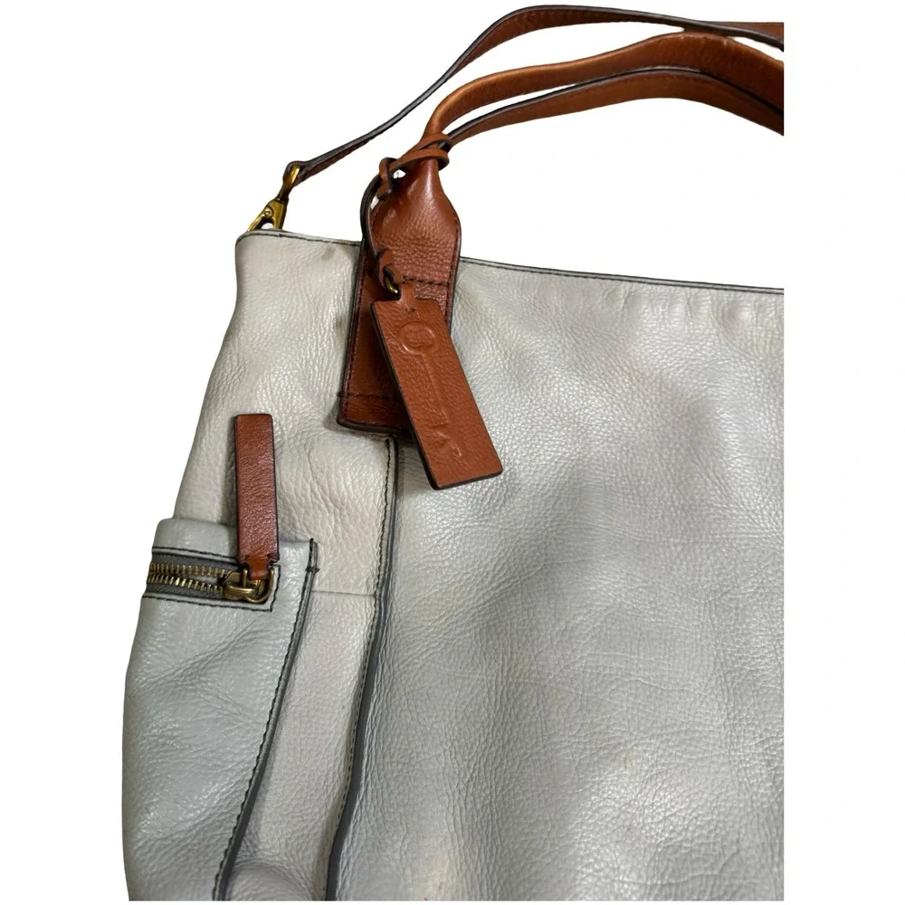 Fossil Gray Pebbled VTG Emerson Leather Shoulder Bag Convertible Crossbody Purse